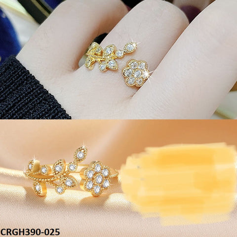CRGH390 HNJ Leaf and Flower Adjustable Ring - TRGH