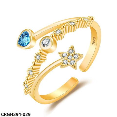 CRGH394 HNJ Star & Heart Adjustable Ring - TRGH