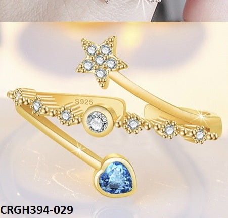 CRGH394 HNJ Star & Heart Adjustable Ring - TRGH
