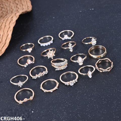 CRGH406 LQP  *Star* Zigzag 17 Midi Rings - CRGH