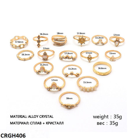 CRGH406 LQP  *Star* Zigzag 17 Midi Rings - CRGH