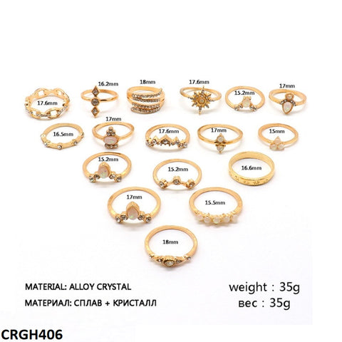 CRGH406 LQP  *Star* Zigzag 17 Midi Rings - CRGH