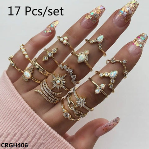 CRGH406 LQP  *Star* Zigzag 17 Midi Rings - CRGH