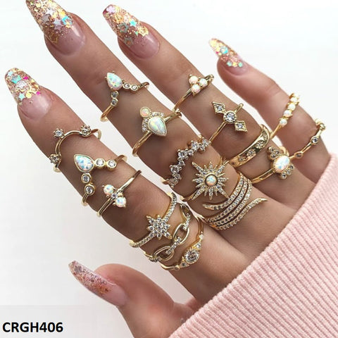 CRGH406 LQP  *Star* Zigzag 17 Midi Rings - CRGH