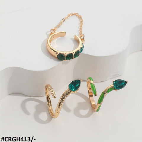 CRGH413 YPG Leaf 3 Midi Rings - CRGH