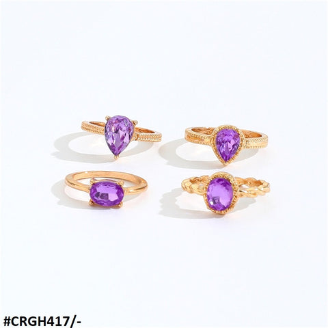 CRGH417 YPG Oval Cushion 4 Midi Rings - CRGH