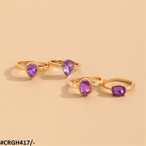 CRGH417 YPG Oval Cushion 4 Midi Rings - CRGH