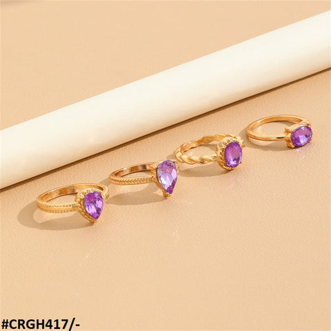 CRGH417 YPG Oval Cushion 4 Midi Rings - CRGH