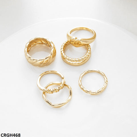 CRGH468 YPG heart 6 Midi Rings - CRGH