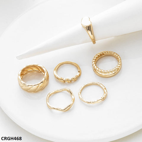 CRGH468 YPG heart 6 Midi Rings - CRGH
