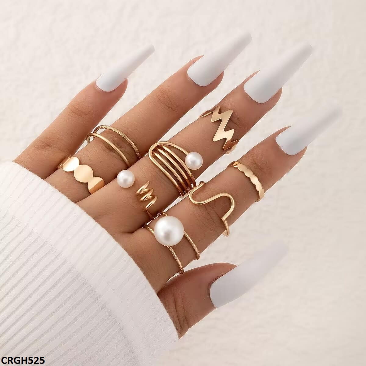 CRGH525 YYE Pearl/Curved Midi Rings CRGH – TJ Wholesale