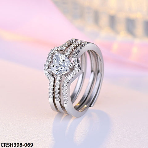 CRSH398 HNJ Heart Triples  Ring Adjustable - CRSH