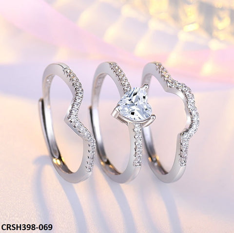 CRSH398 HNJ Heart Triples  Ring Adjustable - CRSH