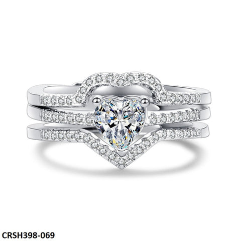 CRSH398 HNJ Heart Triples  Ring Adjustable - CRSH