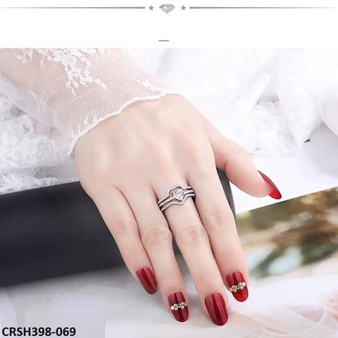 CRSH398 HNJ Heart Triples  Ring Adjustable - CRSH