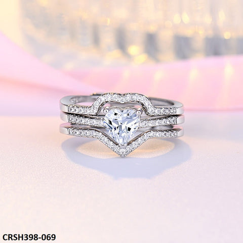 CRSH398 HNJ Heart Triples  Ring Adjustable - CRSH