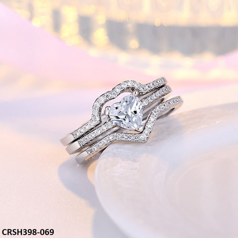 CRSH398 HNJ Heart Triples  Ring Adjustable - CRSH