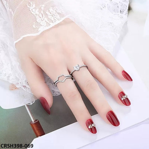 CRSH398 HNJ Heart Triples  Ring Adjustable - CRSH