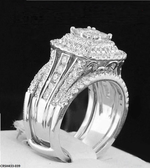 CRSH433 ZYH Square Cocktail Couple Ring - CRSH