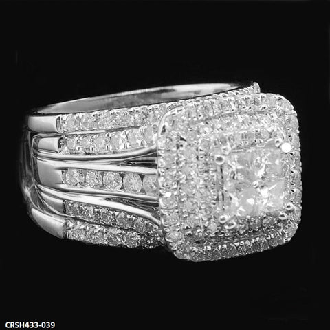 CRSH433 ZYH Square Cocktail Couple Ring - CRSH