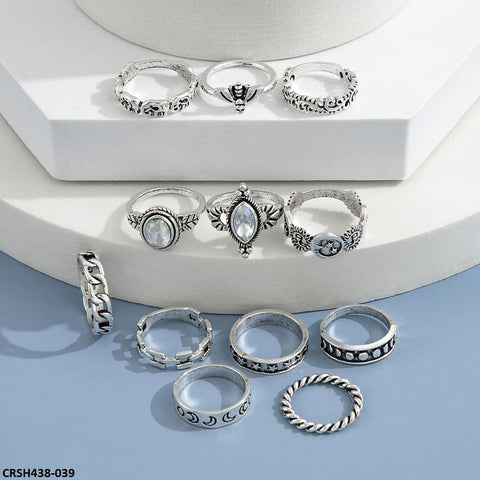 CRSH438 YPG Round & Pear 12 Rings - CRSH