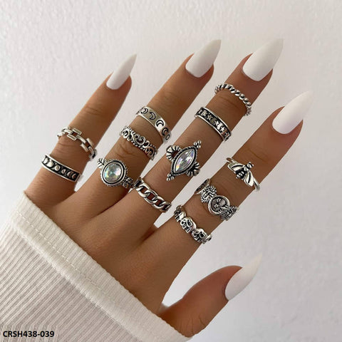 CRSH438 YPG Round & Pear 12 Rings - CRSH