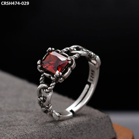 CRSH474 ZFQ Red Rectangle Chain Ring Adjustable - CRSH