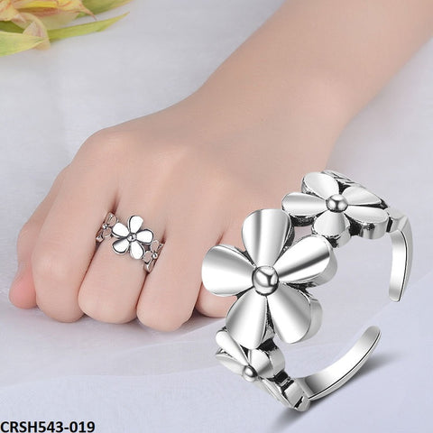 CRSH543 HNJ Flower Leaf's Ring Adjustable - CRSH