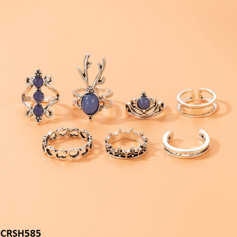 CRSH585 YYE Horn/Crown 7 Midi Rings - CRSH