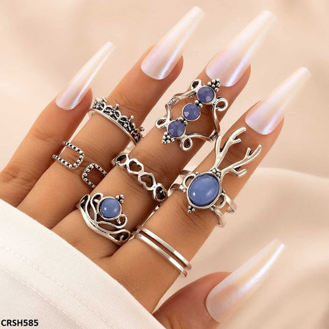 CRSH585 YYE Horn/Crown 7 Midi Rings - CRSH
