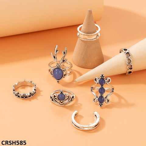 CRSH585 YYE Horn/Crown 7 Midi Rings - CRSH