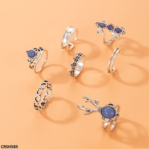 CRSH585 YYE Horn/Crown 7 Midi Rings - CRSH