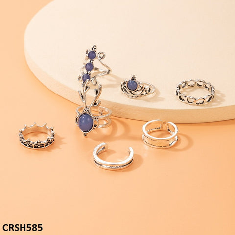 CRSH585 YYE Horn/Crown 7 Midi Rings - CRSH