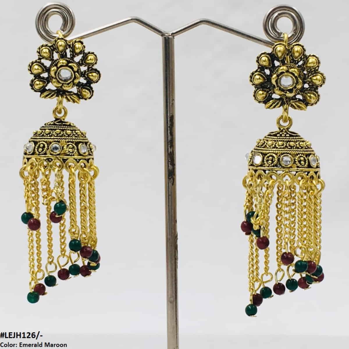 Buy New Design Ruby Stone Gold Covering Small Jhumkas Earrings Online