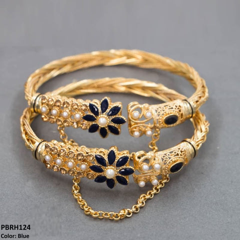 PBRH124 MZM Pear Flower Hand Bangles Pair - PBRH