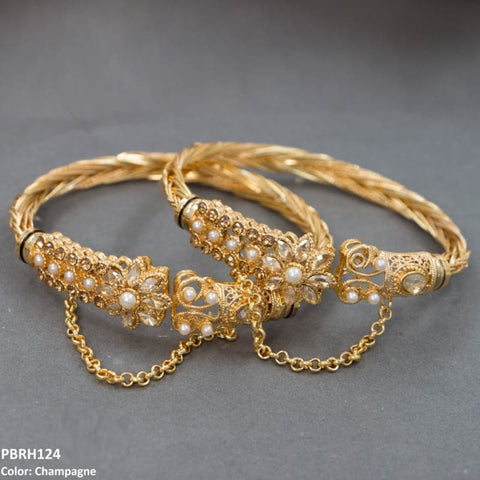 PBRH124 MZM Pear Flower Hand Bangles Pair - PBRH