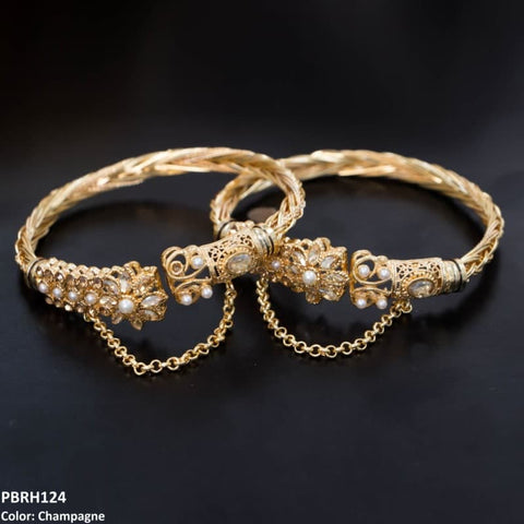 PBRH124 MZM Pear Flower Hand Bangles Pair - PBRH