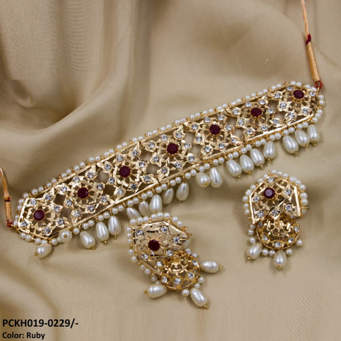 PCKH019 ASM Flower Beads Chokar Set - PCKH
