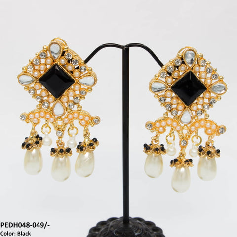 PEDH048 SDQ Pear Beads Drop Earrings Pair - PEDH