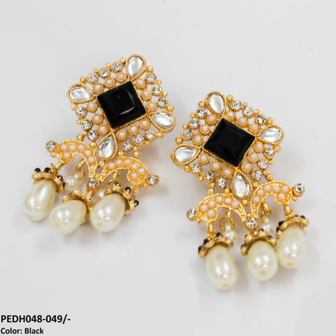 PEDH048 SDQ Pear Beads Drop Earrings Pair - PEDH