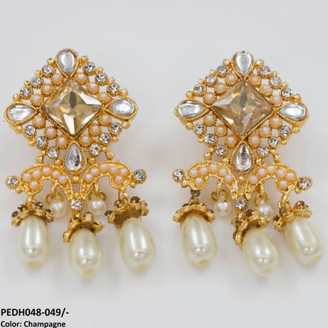 PEDH048 SDQ Pear Beads Drop Earrings Pair - PEDH