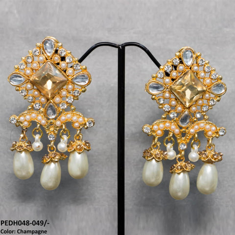 PEDH048 SDQ Pear Beads Drop Earrings Pair - PEDH