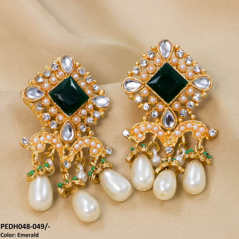 PEDH048 SDQ Pear Beads Drop Earrings Pair - PEDH