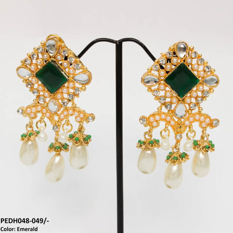 PEDH048 SDQ Pear Beads Drop Earrings Pair - PEDH