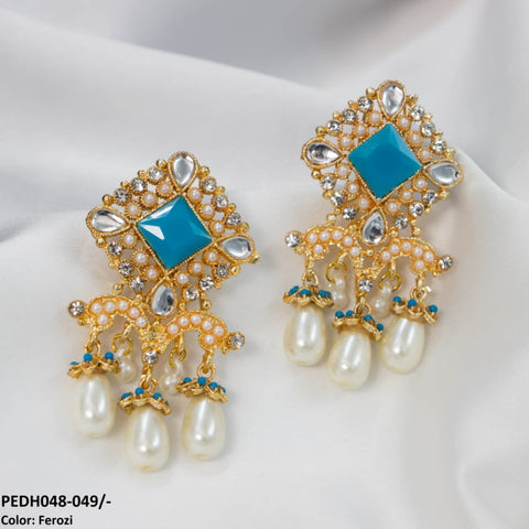 PEDH048 SDQ Pear Beads Drop Earrings Pair - PEDH