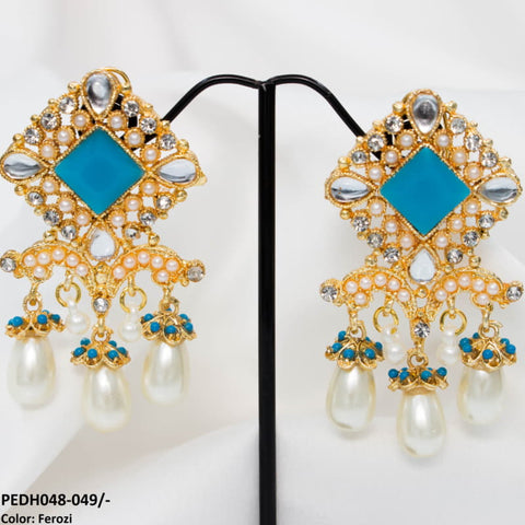 PEDH048 SDQ Pear Beads Drop Earrings Pair - PEDH