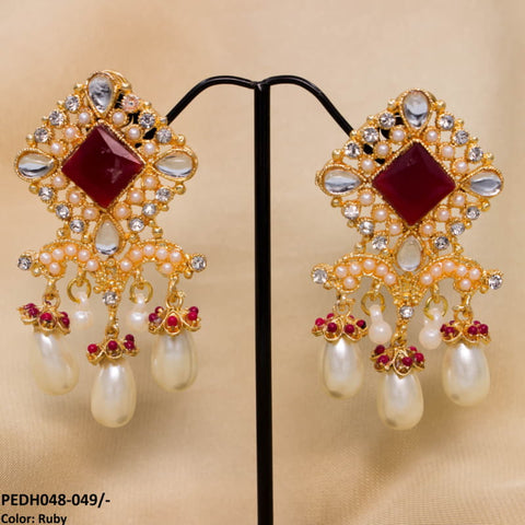 PEDH048 SDQ Pear Beads Drop Earrings Pair - PEDH