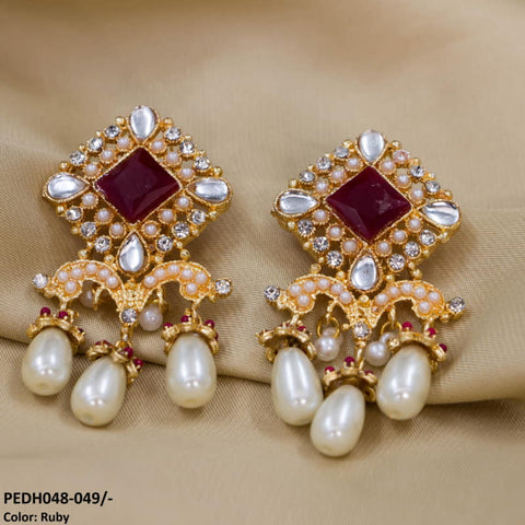 PEDH048 SDQ Pear Beads Drop Earrings Pair - PEDH