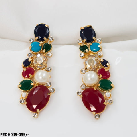 PEDH049 SDQ Oval/Pear Drops Earrings Pair - PEDH
