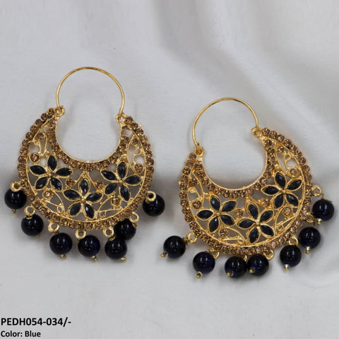 PEDH054 FRN Pear Temple Drop Earrings Pair - PEDH